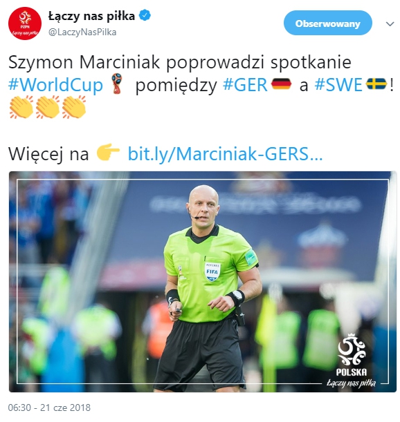Szymon Marciniak poprowadzi mecz Niemcy - Szwecja